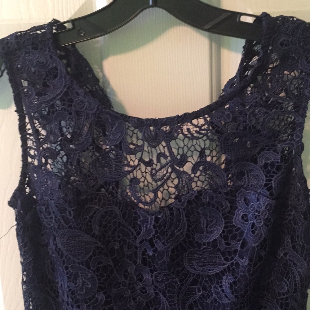 Navy blue lace cocktail dress